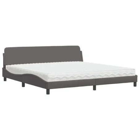 Lit avec matelas Dover gris 200x200 cm similicuir