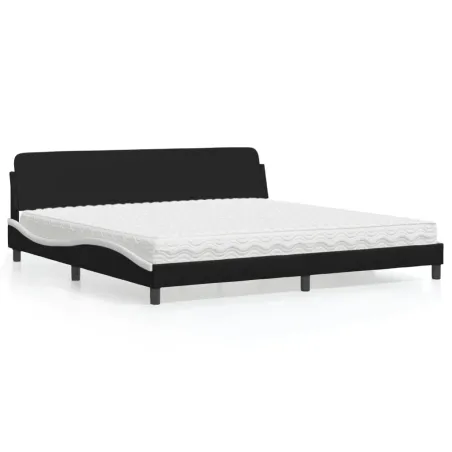 Lit avec matelas Dover noir et blanc 200x200 cm similicuir
