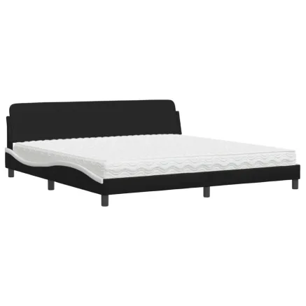 Lit avec matelas Dover noir et blanc 200x200 cm similicuir 2