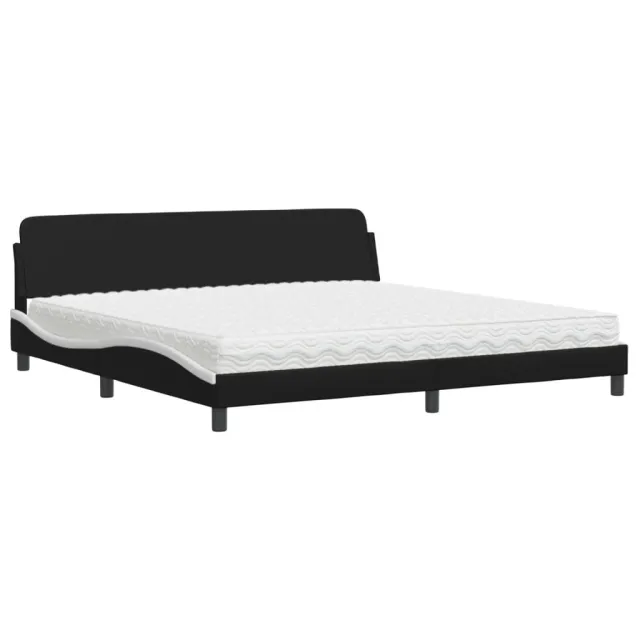 Lit avec matelas Dover noir et blanc 200x200 cm similicuir