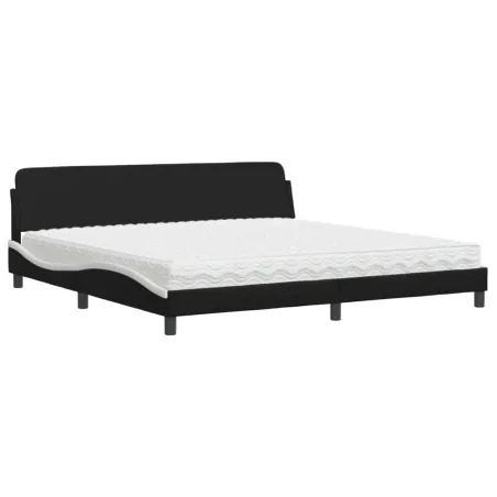 Lit avec matelas Dover noir et blanc 200x200 cm similicuir