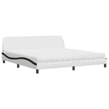 Lit avec matelas Dover blanc et noir 200x200 cm similicuir 2