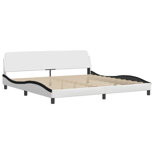 Lit avec matelas Dover blanc et noir 200x200 cm similicuir