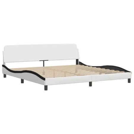 Lit avec matelas Dover blanc et noir 200x200 cm similicuir