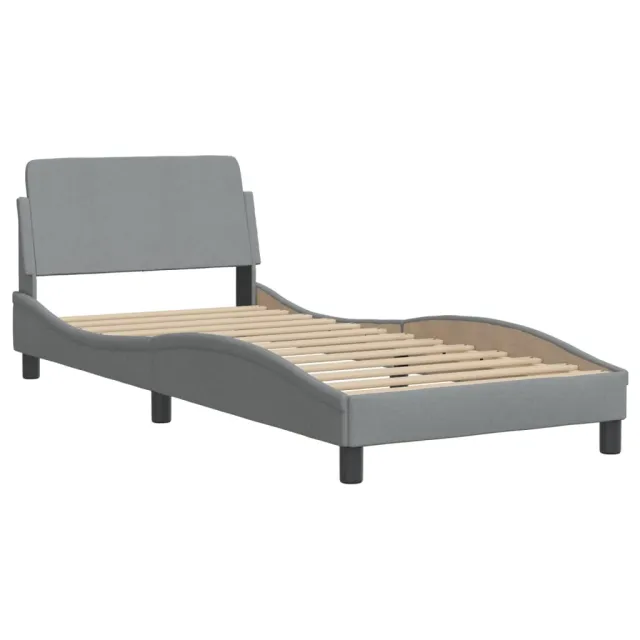 Lit avec matelas Hvar gris clair 80x200 cm tissu