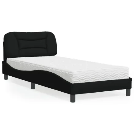 Lit avec matelas Hvar noir 80x200 cm tissu