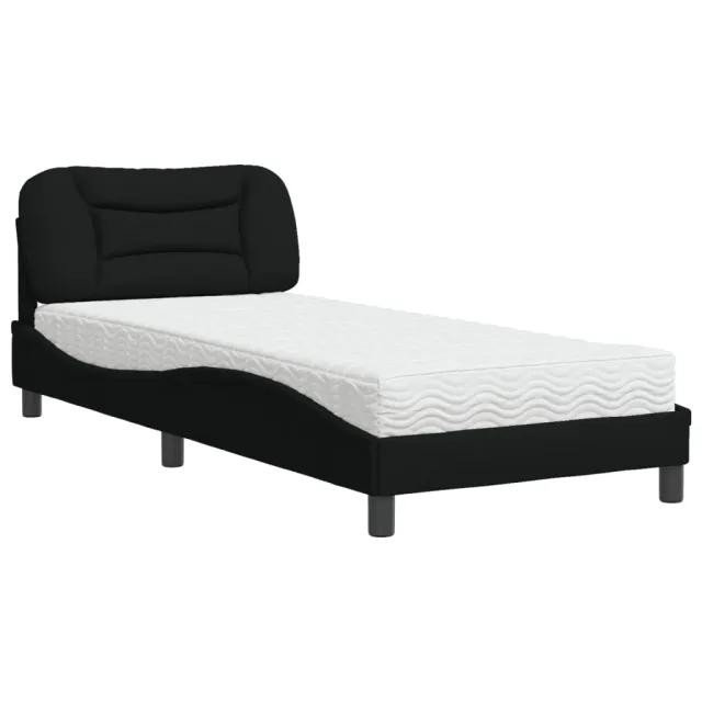 Lit avec matelas Hvar noir 80x200 cm tissu