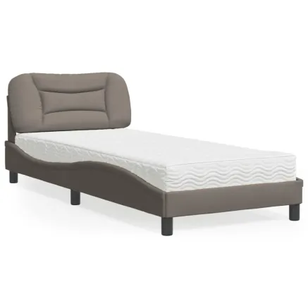 Lit avec matelas Hvar taupe 80x200 cm tissu
