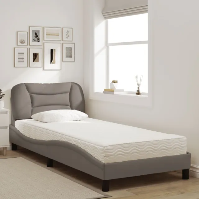Lit avec matelas Hvar taupe 80x200 cm tissu