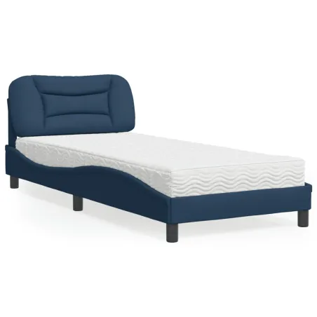 Lit avec matelas Hvar bleu 80x200 cm tissu