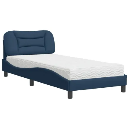 Lit avec matelas Hvar bleu 80x200 cm tissu 2