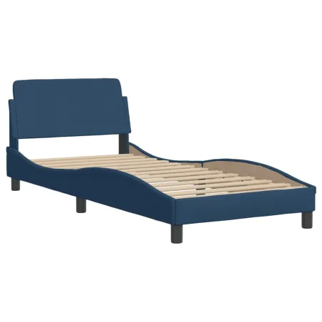 Lit avec matelas Hvar bleu 80x200 cm tissu