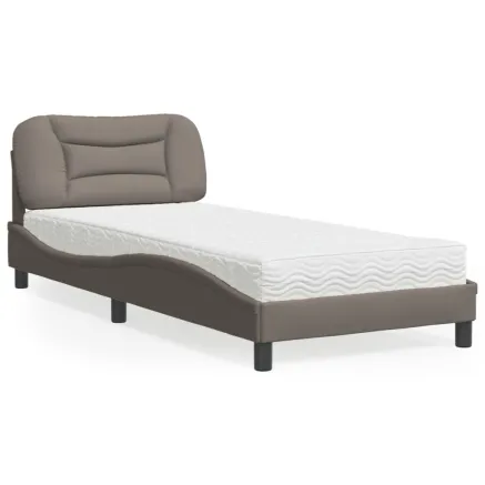 Lit avec matelas Hvar taupe 90x200 cm tissu