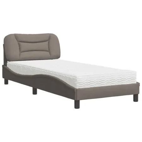 Lit avec matelas Hvar taupe 90x200 cm tissu