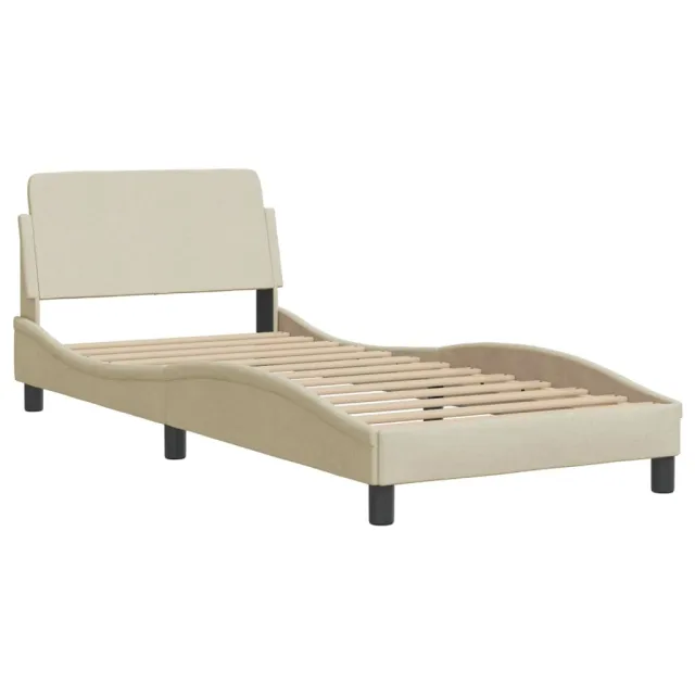 Lit avec matelas Hvar crème 90x200 cm tissu
