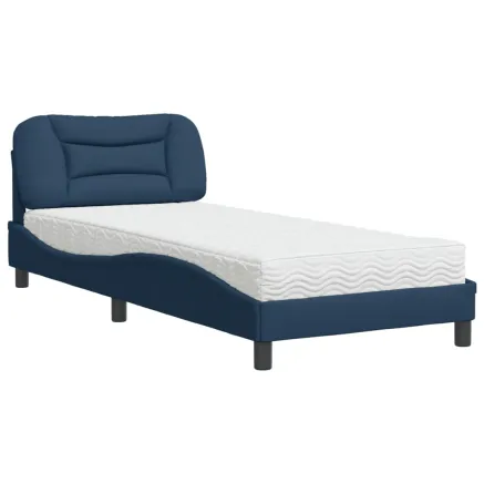 Lit avec matelas Hvar bleu 90x200 cm tissu 2