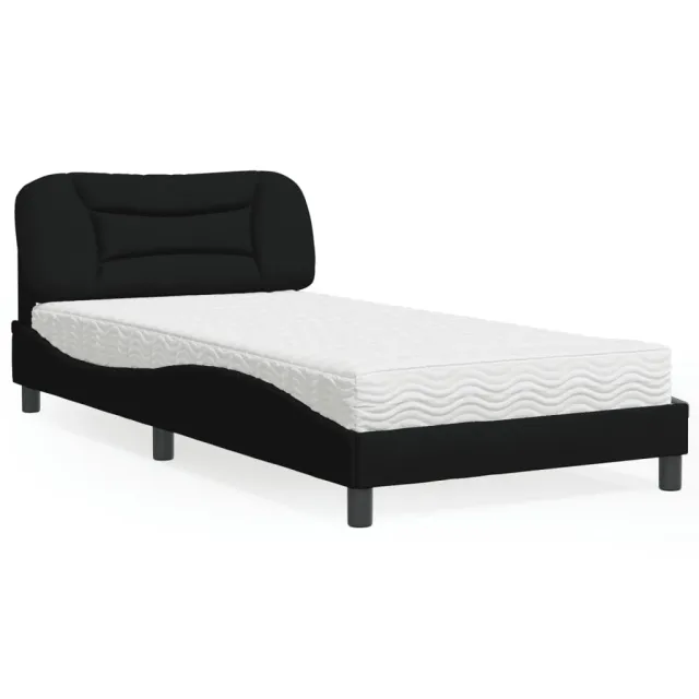 Lit avec matelas Hvar noir 100x200 cm tissu