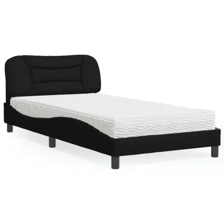Lit avec matelas Hvar noir 100x200 cm tissu