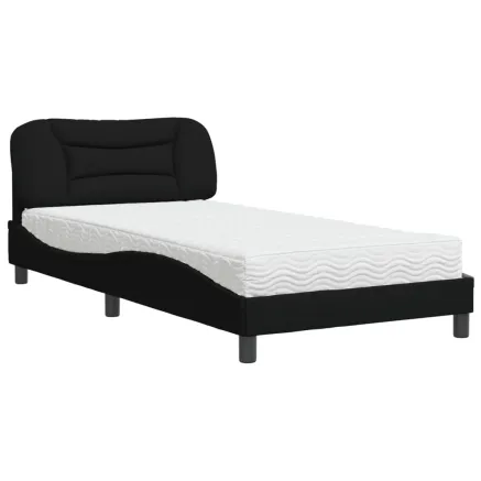 Lit avec matelas Hvar noir 100x200 cm tissu 2