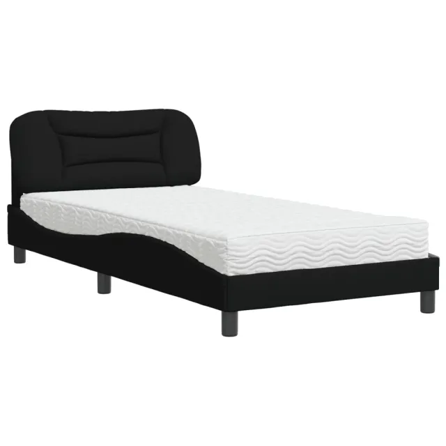 Lit avec matelas Hvar noir 100x200 cm tissu