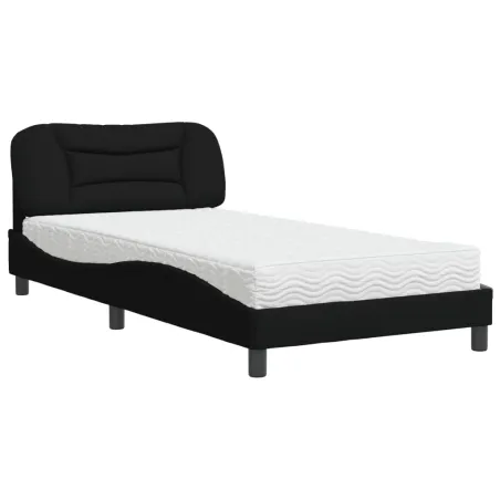 Lit avec matelas Hvar noir 100x200 cm tissu