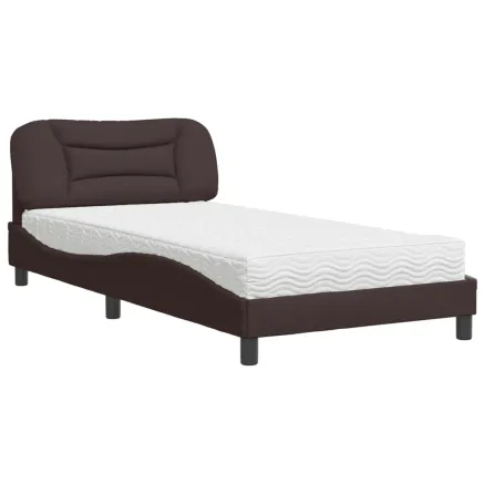 Lit avec matelas Hvar marron foncé 100x200 cm tissu 2