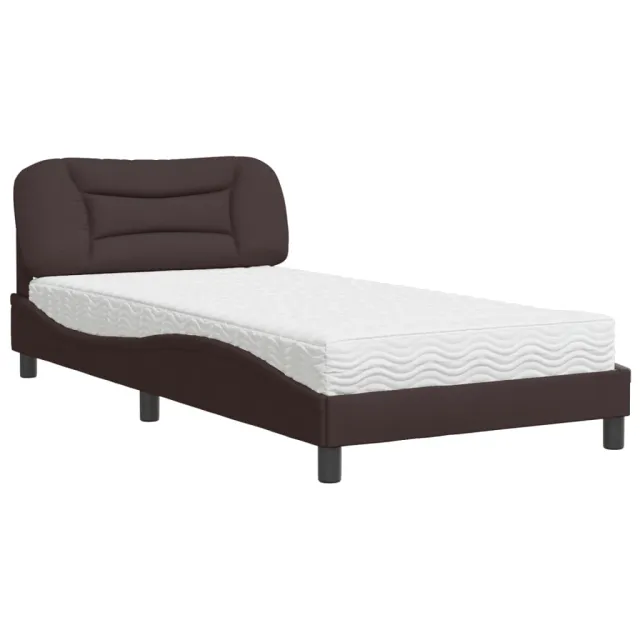 Lit avec matelas Hvar marron foncé 100x200 cm tissu