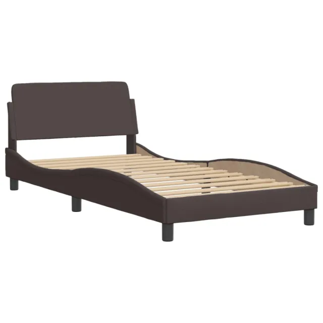 Lit avec matelas Hvar marron foncé 100x200 cm tissu