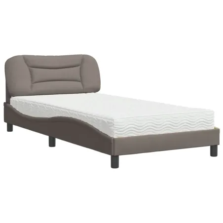 Lit avec matelas Hvar taupe 100x200 cm tissu