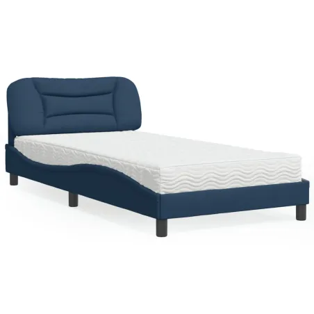 Lit avec matelas Hvar bleu 100x200 cm tissu