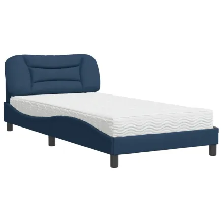 Lit avec matelas Hvar bleu 100x200 cm tissu 2