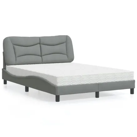 Lit avec matelas Hvar gris clair 120x200 cm tissu