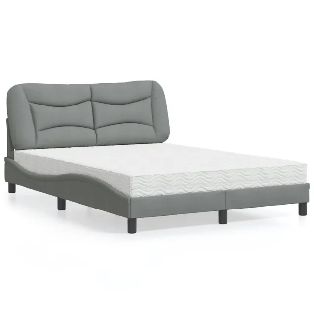 Lit avec matelas Hvar gris clair 120x200 cm tissu