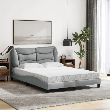 Lit avec matelas Hvar gris clair 120x200 cm tissu