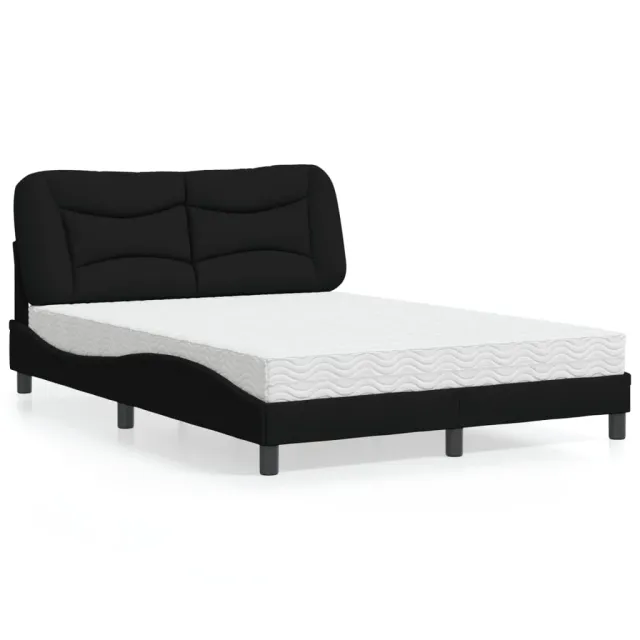 Lit avec matelas Hvar noir 120x200 cm tissu