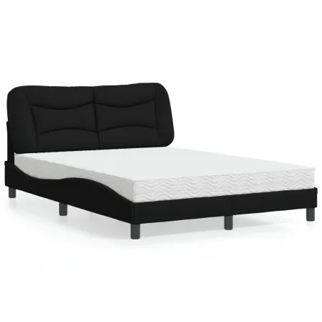 Lit avec matelas Hvar noir 120x200 cm tissu