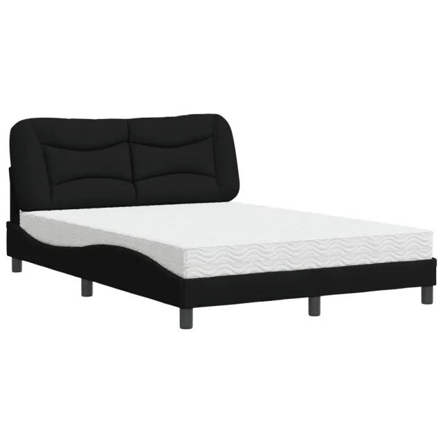 Lit avec matelas Hvar noir 120x200 cm tissu