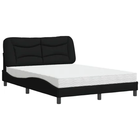 Lit avec matelas Hvar noir 120x200 cm tissu