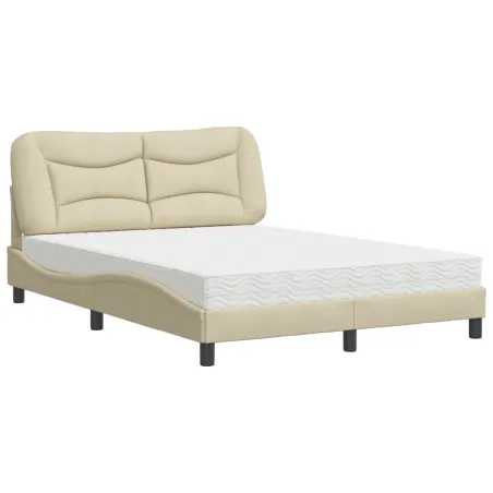 Lit avec matelas Hvar crème 120x200 cm tissu