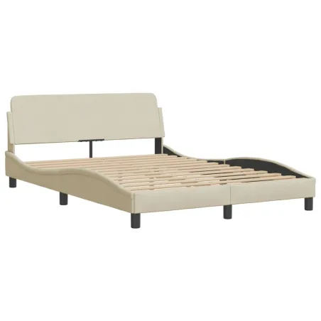 Lit avec matelas Hvar crème 120x200 cm tissu