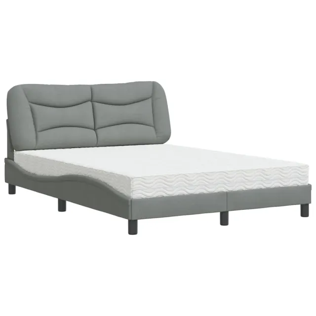 Lit avec matelas Hvar gris clair 140x190 cm tissu