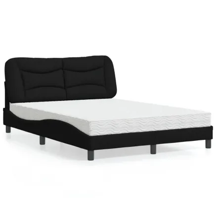 Lit avec matelas Hvar noir 140x190 cm tissu