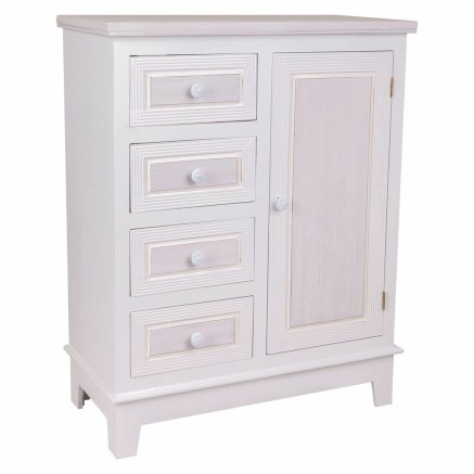 Zijtafel met lades Alexandra House Living Wit 32 x 84 x 66 cm