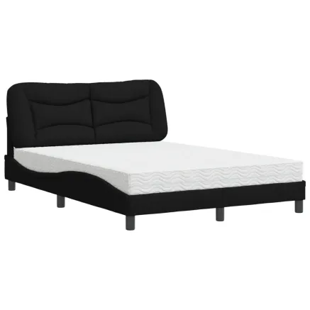 Lit avec matelas Hvar noir 140x190 cm tissu 2