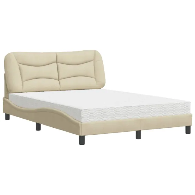 Lit avec matelas Hvar crème 140x190 cm tissu