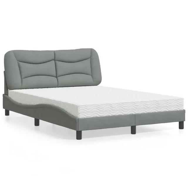 Lit avec matelas Hvar gris clair 140x200 cm tissu