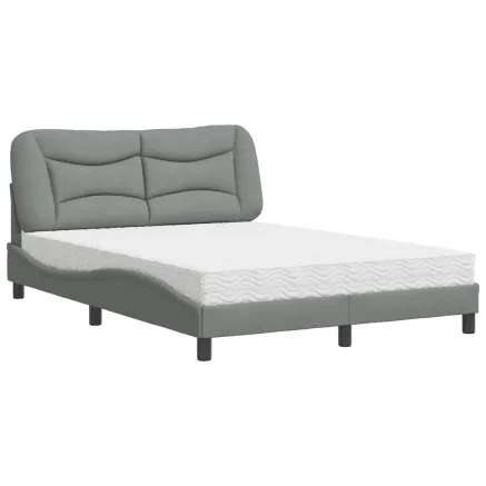 Lit avec matelas Hvar gris clair 140x200 cm tissu 2