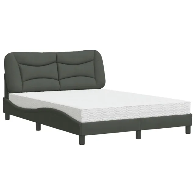 Lit avec matelas Hvar gris foncé 140x200 cm tissu