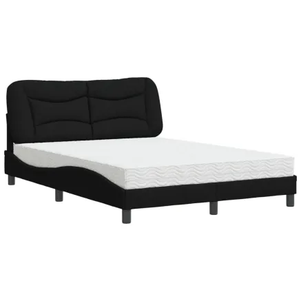 Lit avec matelas Hvar noir 140x200 cm tissu 2