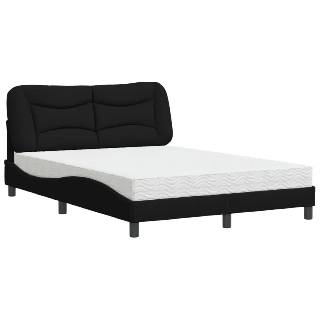 Lit avec matelas Hvar noir 140x200 cm tissu